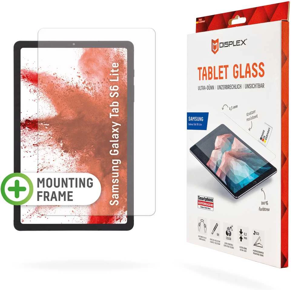 Displex Planšetinio kompiuterio stiklas (9H), skirtas „Samsung Galaxy Tab S6 Lite“, ekologiškas tvirtinimo rėmelis, nedūžtantis, itin plonas, nematomas, 26,4 cm (10,4 colio), 9H, grūdintas stiklas, 145 g, 1 vnt.