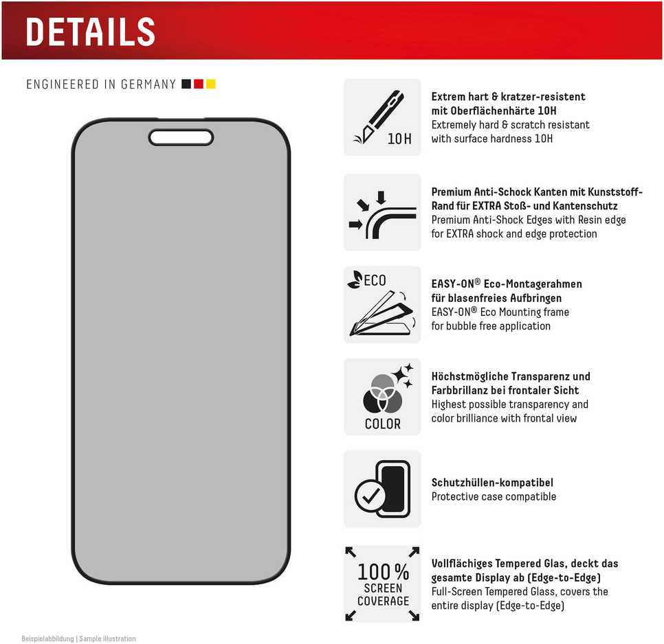 Apple iPhone 16 apsauginis stikliukas, pilnai apsaugotas ekrano apsaugai nuo saulės, pagamintas iš „Displex“ skaidraus stiklo.