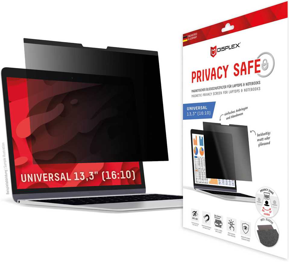Universalus Privacy Safe Glass 13,3", 16:10 Displex skaidrus