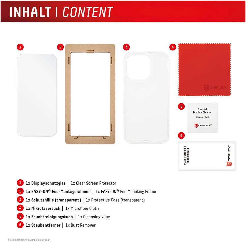 Apple iPhone 16 tikras ekrano stiklas + dėklas, pagamintas „Displex“, skaidrus