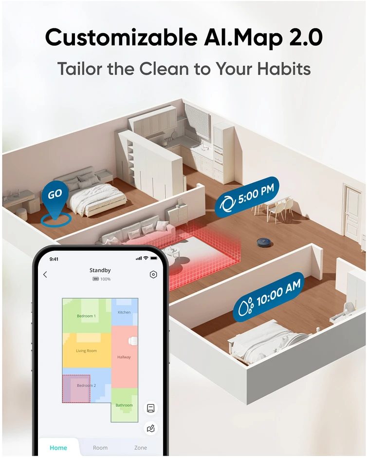 Eufy RoboVac X10 Pro Omni dulkių siurblys - robotas, Juodos spalvos