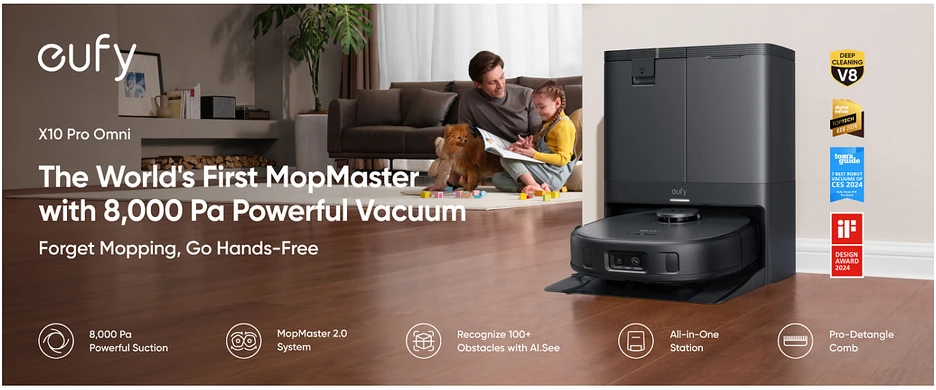 Eufy RoboVac X10 Pro Omni dulkių siurblys - robotas, Juodos spalvos