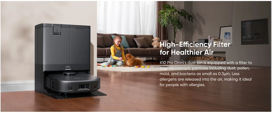 Eufy RoboVac X10 Pro Omni dulkių siurblys - robotas, Juodos spalvos