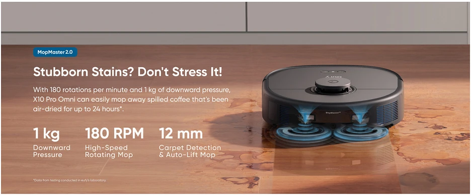 Eufy RoboVac X10 Pro Omni dulkių siurblys - robotas, Juodos spalvos