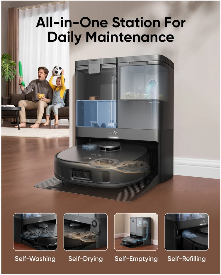 Eufy RoboVac X10 Pro Omni dulkių siurblys - robotas, Juodos spalvos