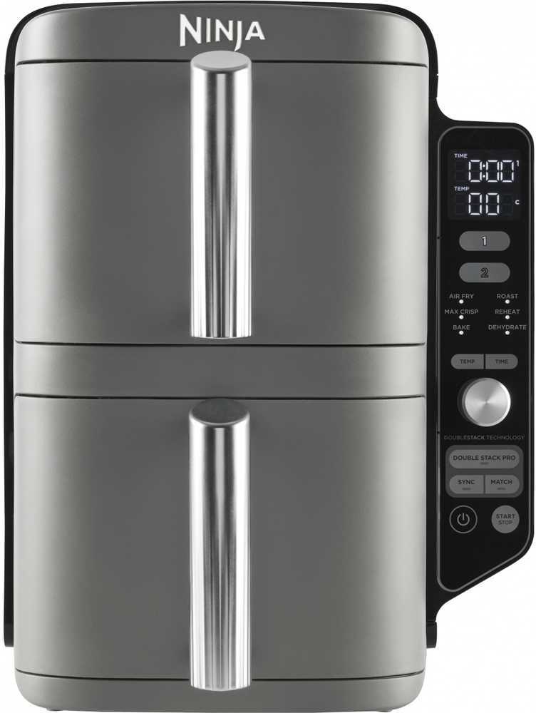 Karšto oro gruzdintuvė Ninja Double Stack XL, 2 lygių, 9,5 l, SL400EU, Tamsiai pilka