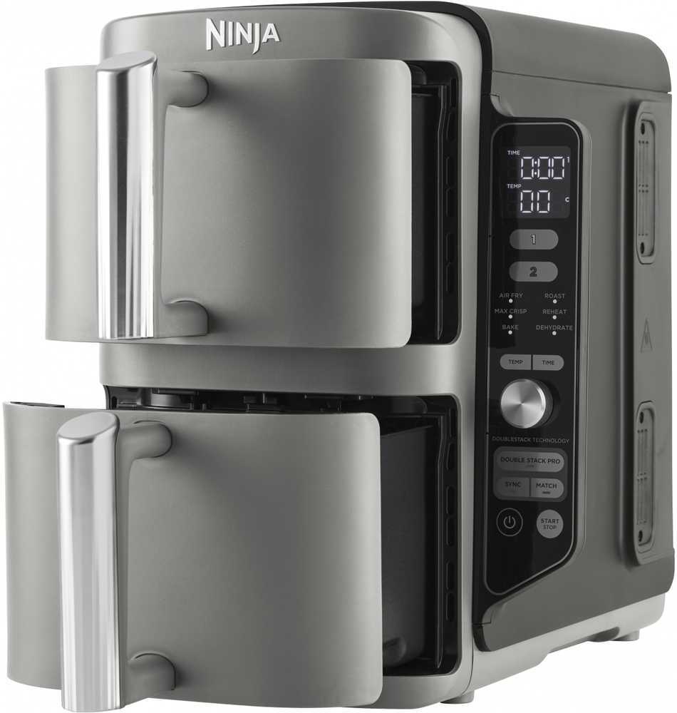 Karšto oro gruzdintuvė Ninja Double Stack XL, 2 lygių, 9,5 l, SL400EU, Tamsiai pilka