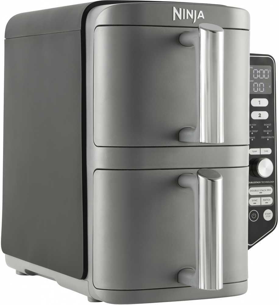 Karšto oro gruzdintuvė Ninja Double Stack XL, 2 lygių, 9,5 l, SL400EU, Tamsiai pilka