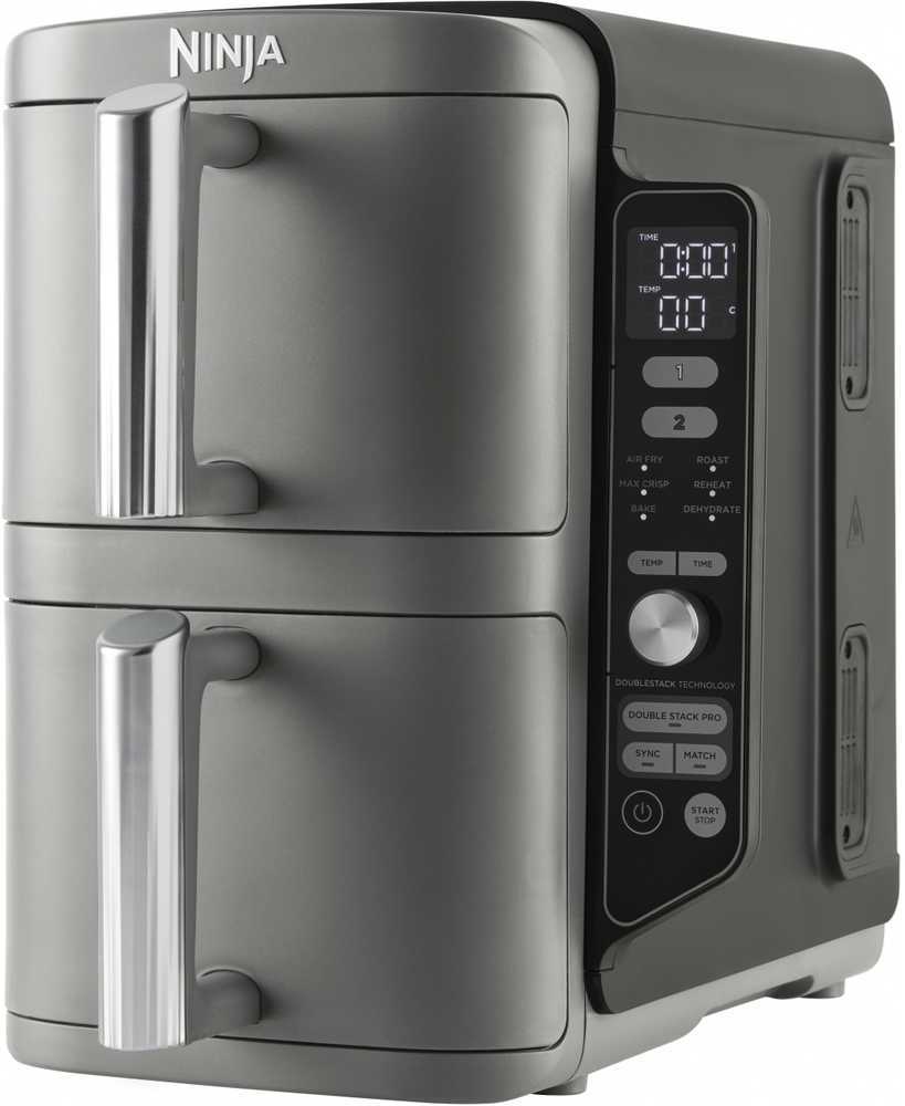 Karšto oro gruzdintuvė Ninja Double Stack XL, 2 lygių, 9,5 l, SL400EU, Tamsiai pilka