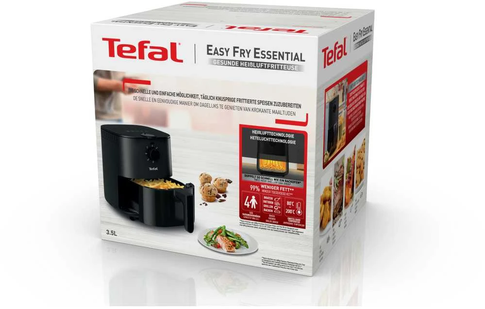 Gruzdintuvė TEFAL | Keptuvė | Essential EY130815 | Galia 1400 W | Talpa 3,5 L | Juodas
