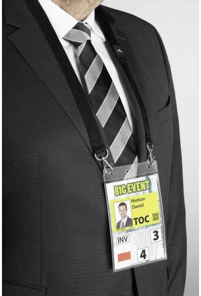 Laikiklis Durable DURABLE Event-Namensschild A6 mit Textilband Duo 10 St schw