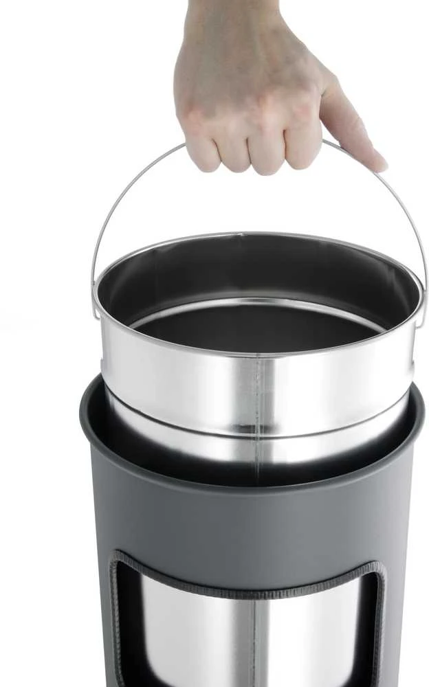 Durable 333023 šiukšliadėžė 17 l apvali metalinė sidabrinė