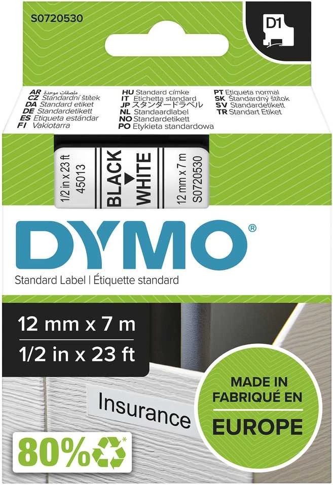 Juostelė DYMO D1 12mm x 7m, vinilinė, juoda ant balto / S0720530 45013