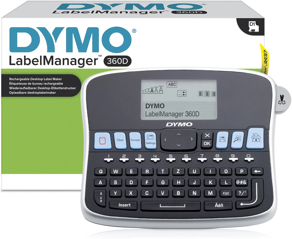 Spausdintuvas DYMO LabelManager 360D;QWERTZ klaviatūra - D1;etiketės iki 19 mm (S0879520)