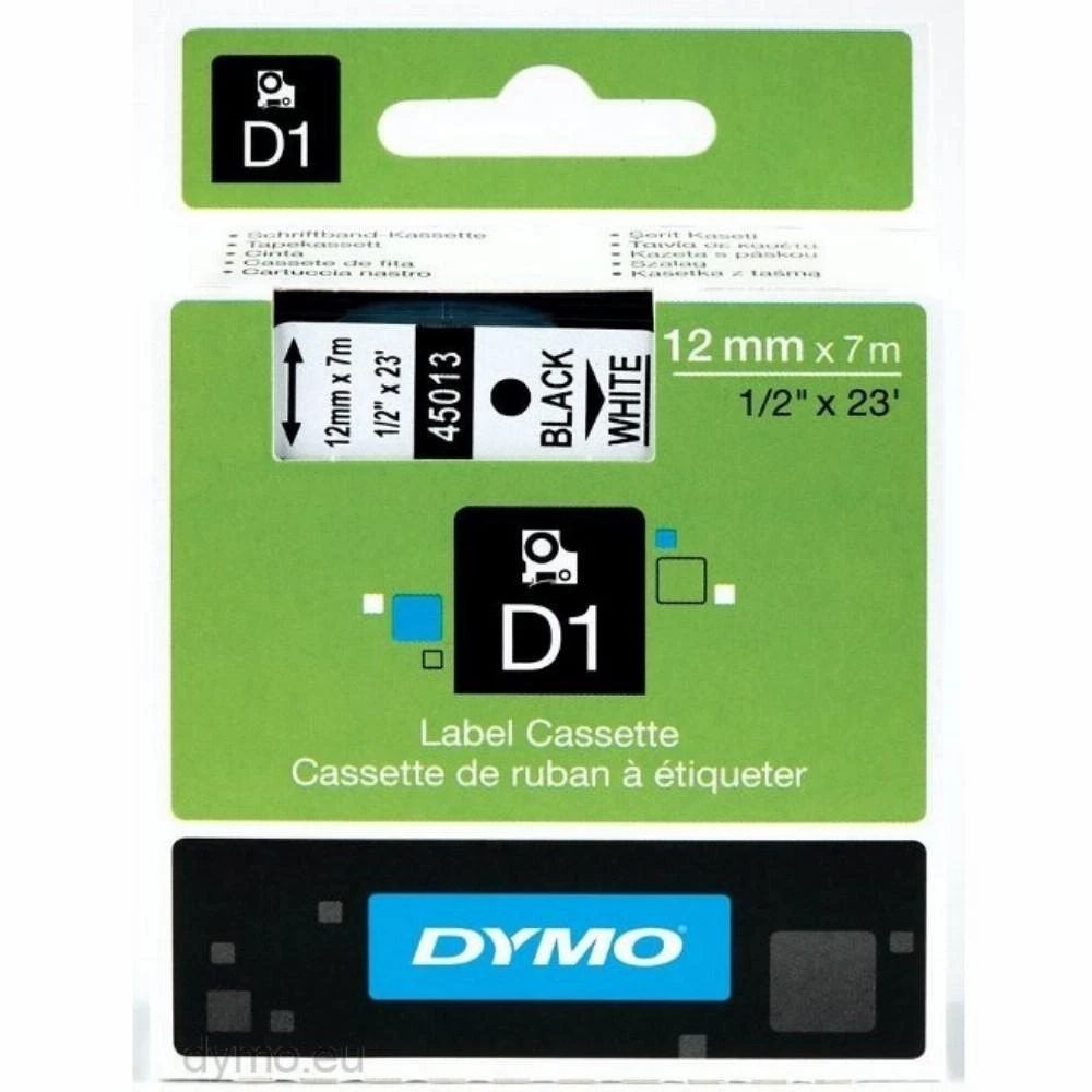 Juostelė DYMO D1 12mm x 7m, vinilinė, juoda ant balto / S0720530 45013
