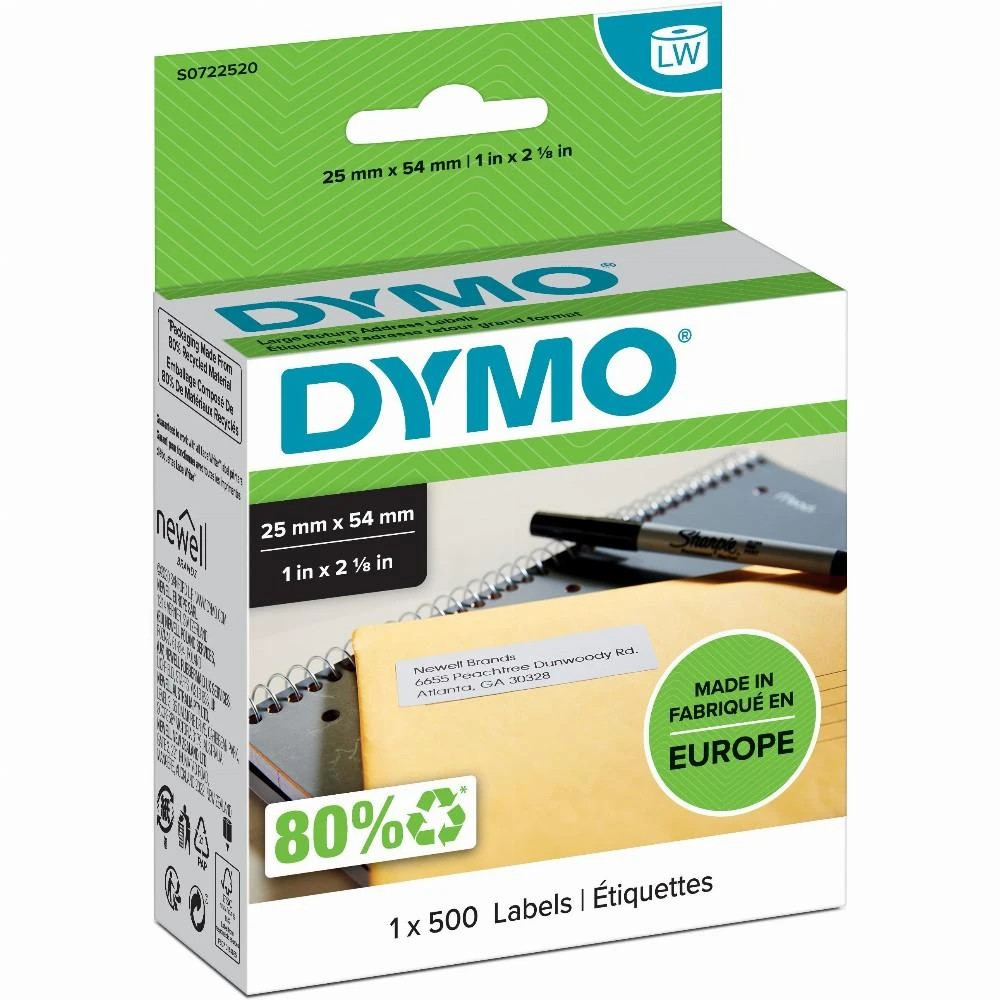 Etiketės DYMO LabelWriter 25x54 mm, 500 vnt. / S0722520 11352