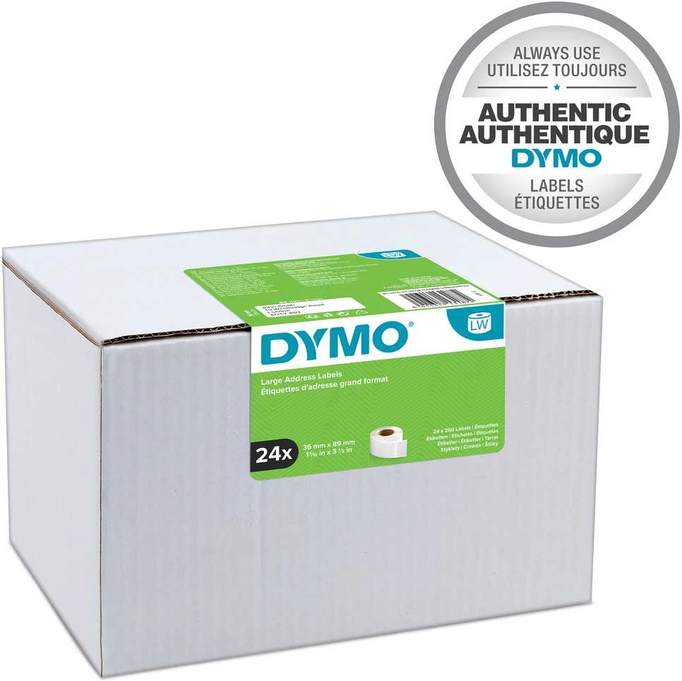 LabelWriter baltos adresų etiketės, 89x36mm, 24 pak. (6240vnt), birios DYMO / S0722390