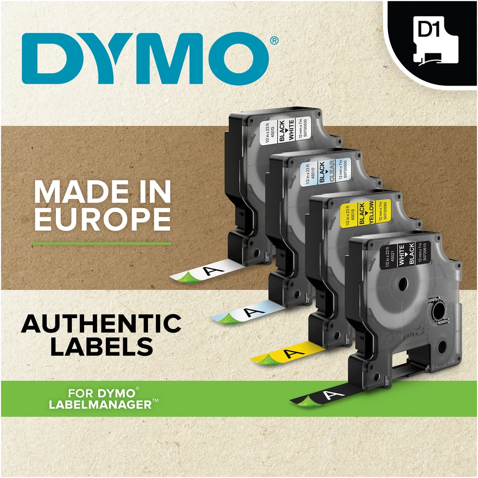 Dymo Taśma D1 19mm x7m juoda/balta 2093098 10 vnt.