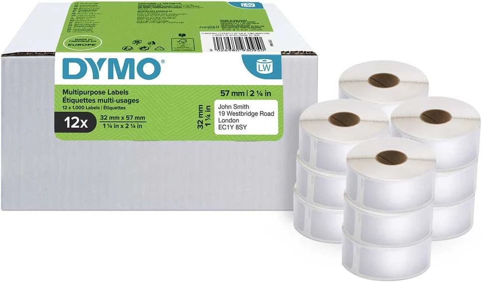 DYMO LW – Multi-Purpose Labels – 32 x 57 mm – 2093095 Balta Lipni spausdintuvo etiketė