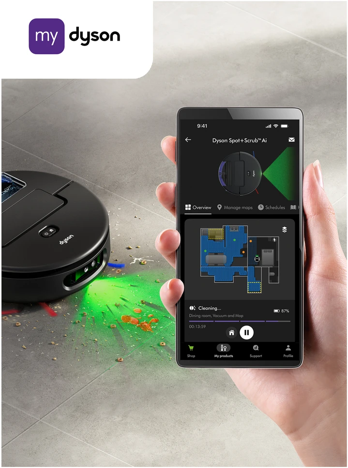„Dyson Spot+Scrub™ Ai“ drėgnojo ir sausojo valymo dulkių siurblys robotas