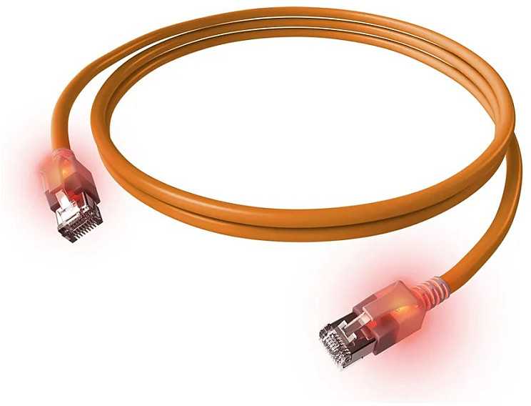 Easylan Kabelis krosowy EasyLan S/FTP DualBoot LED Cat.6A, RJ45 / RJ45, LSOH, oranžinė, 7,5 m