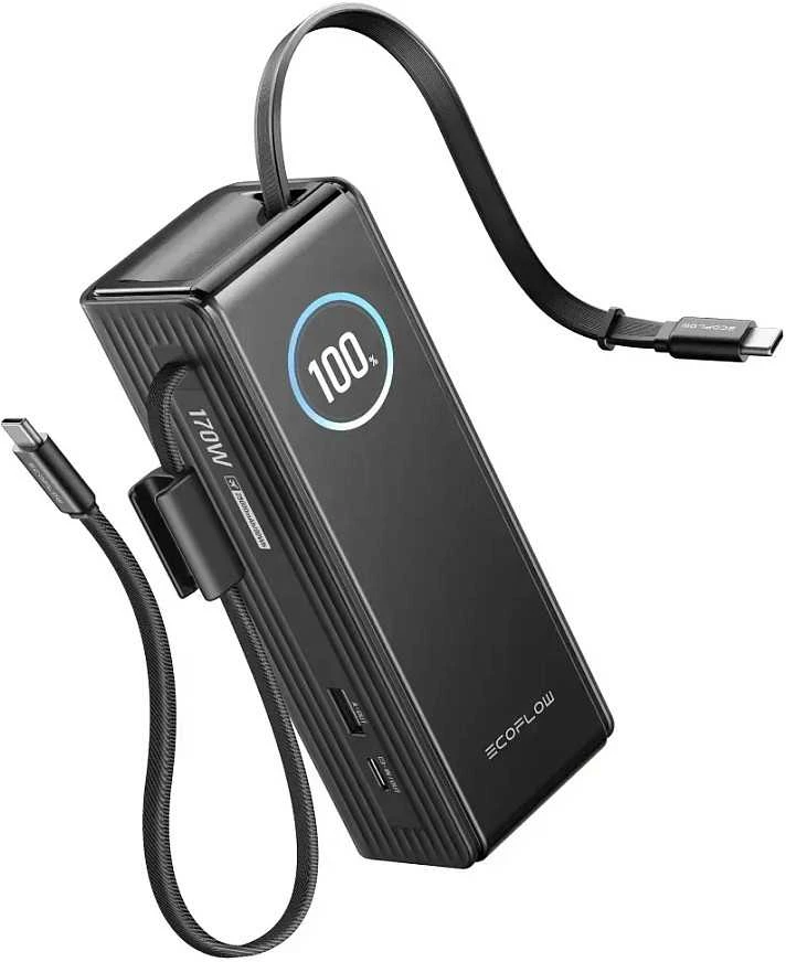 „EcoFlow RAPID“ išorinė baterija 25000 mAh, 170 W (su integruotais 100 W laidais).