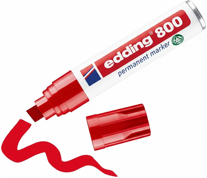 Biuro Prekės - Edding 800 Nuolatinis Žymeklis 4mm Kampinis Raudonas