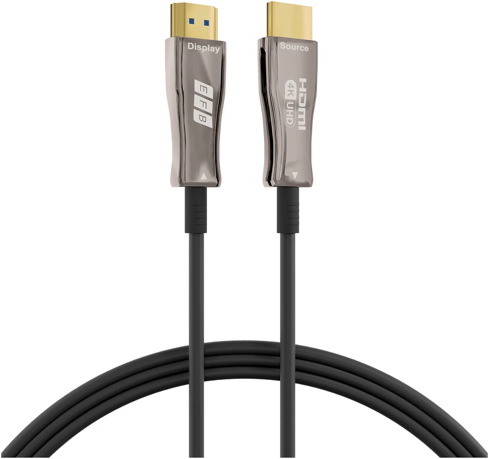 EFB HDMI laidas su „Display“ ir „Source“ žymėtais antgaliais