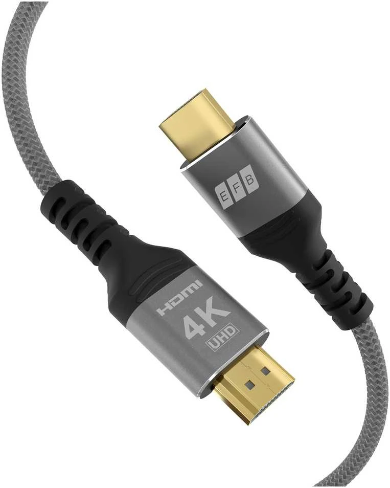 EFB HDMI kabelis, didelės spartos, Ethernet 4K60Hz, 1,0 m, pilkas