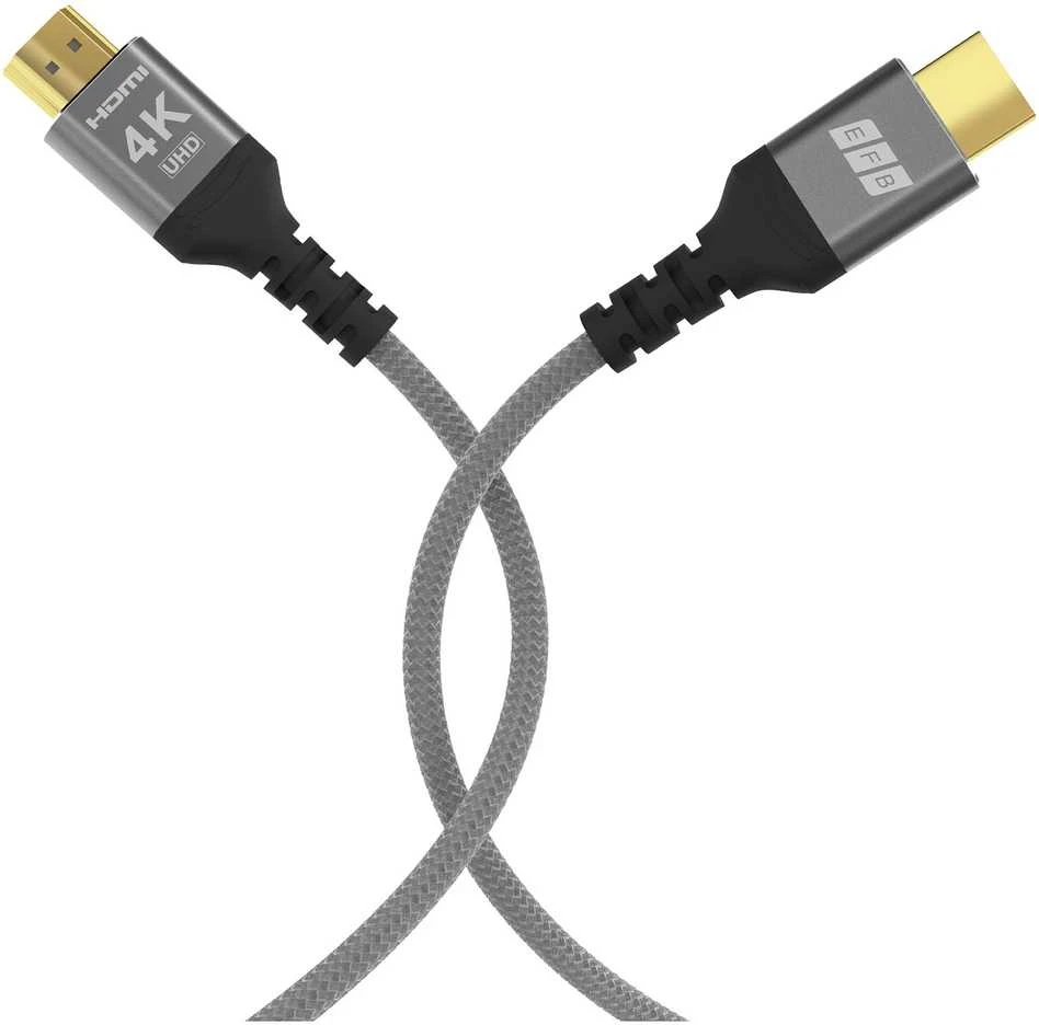EFB HDMI kabelis, didelės spartos, Ethernet 4K60Hz, 1,0 m, pilkas