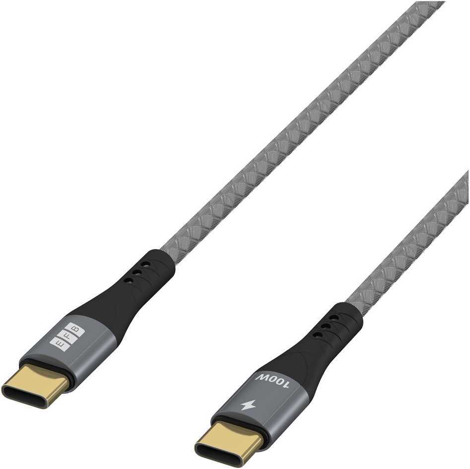 Kabelis USB EFB Elektronik USB-CC-00002 kabelis USB USB 2.0 1 m USB C Juodas, Pilka