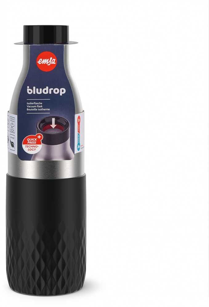 Emsa Emsa „Bludrop“ termosas su įmaute, 0,7 litro, termosas (juodas, nerūdijančio plieno, silikoninis)