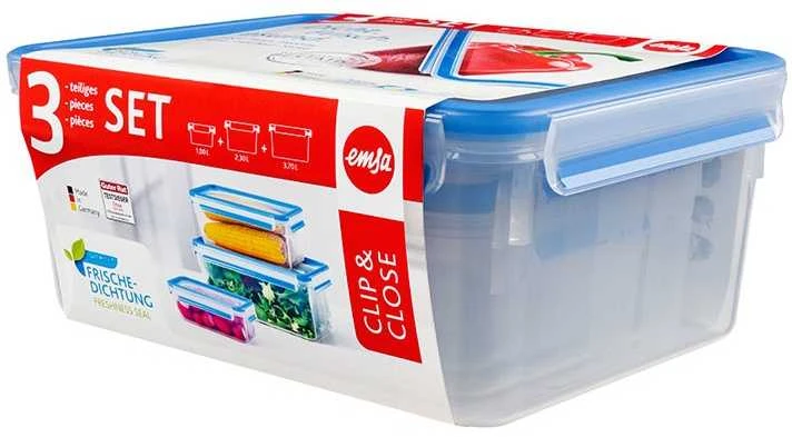 Emsa Food Clip&Close 508567 3p rinkinys skaidrus/mėlynas