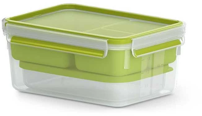 Emsa CLIP & GO Priešpiečių dėžutė XL, lunch box (žalias/transparent, with inserts)
