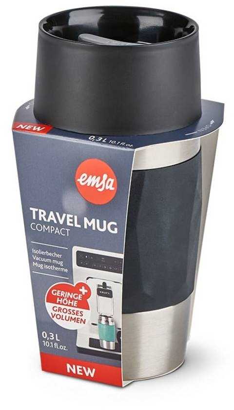 Emsa kelioninis termosas-puodelis Travel Mug Compact 300 ml, nerūdijančiojo plieno