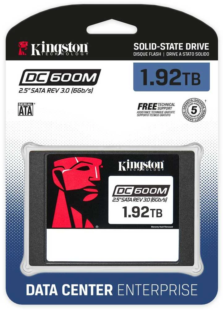 KINGSTON 1.92TB DC600M 2.5" SATA3 mišraus naudojimo duomenų centro SSD, skirtas įmonės serveriams ir NAS (paruošta VMWare)