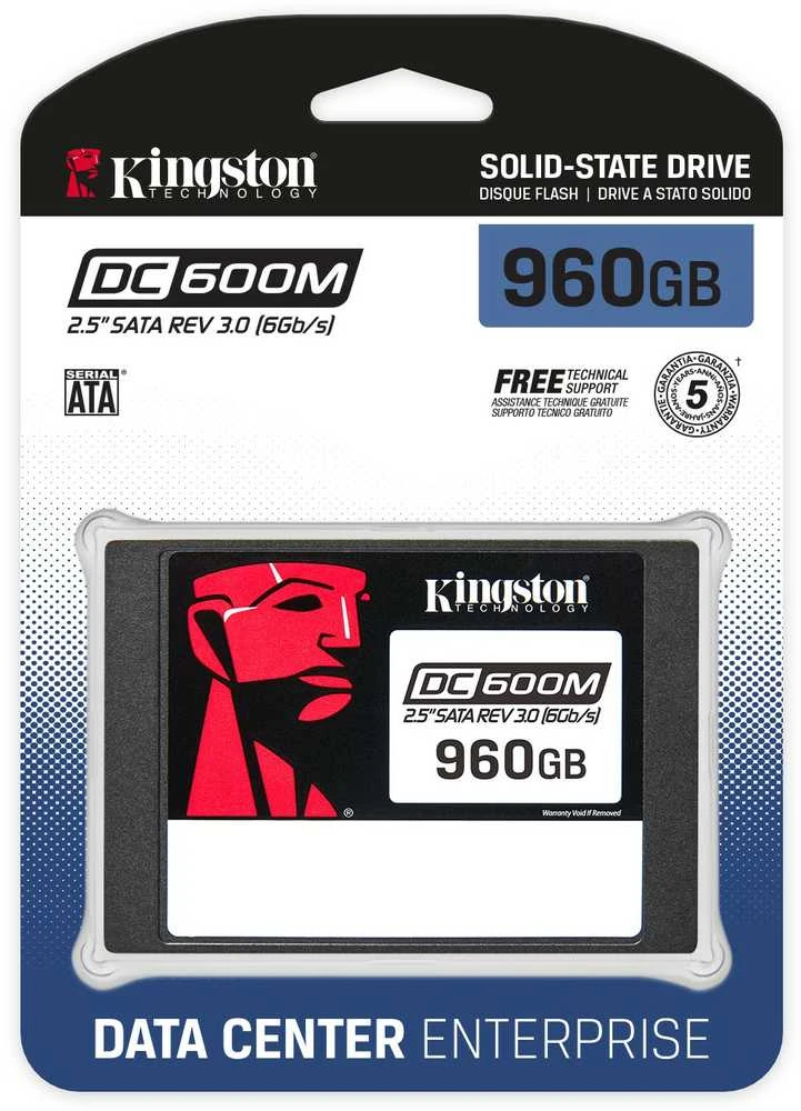 KINGSTON 960 GB DC600M 2,5 colio SATA3 mišraus naudojimo duomenų centro SSD, skirtas įmonės serveriams ir NAS (paruošta VMWare)