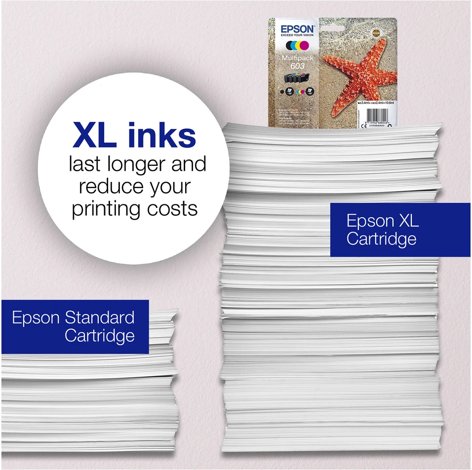 Epson Rašalo Kasetė - 603 Multipack XL, Dažų ir Pigmentų Rašalai, Cianas