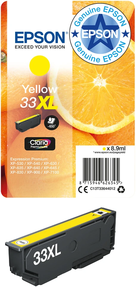 Epson T3364, 33XL rašalo kasetė, Geltona