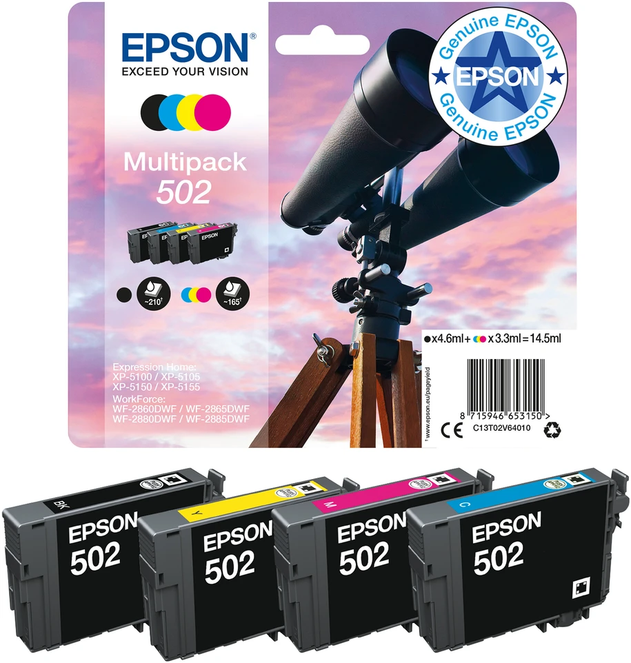 Epson 502 Originalus Juoda 1 vnt