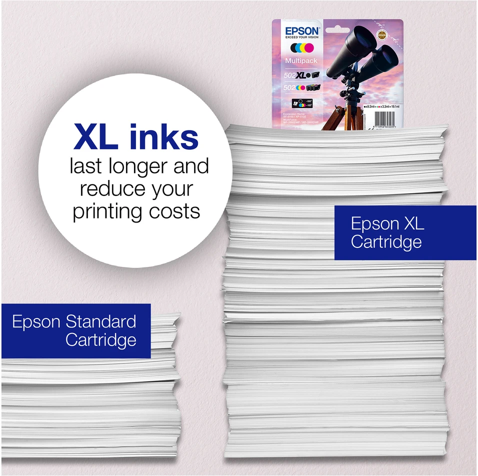 Tusz Epson Epson 502XL Multipack - 4er-Pack - Geltona, Cyan, Magenta, pigmentiertes Juodas - original - versandfertig - Tintenpatrone - fur Expression Home XP-5100, 5105, 5150, 5155, WorkForce WF-2860, 2865, 2880, 2885