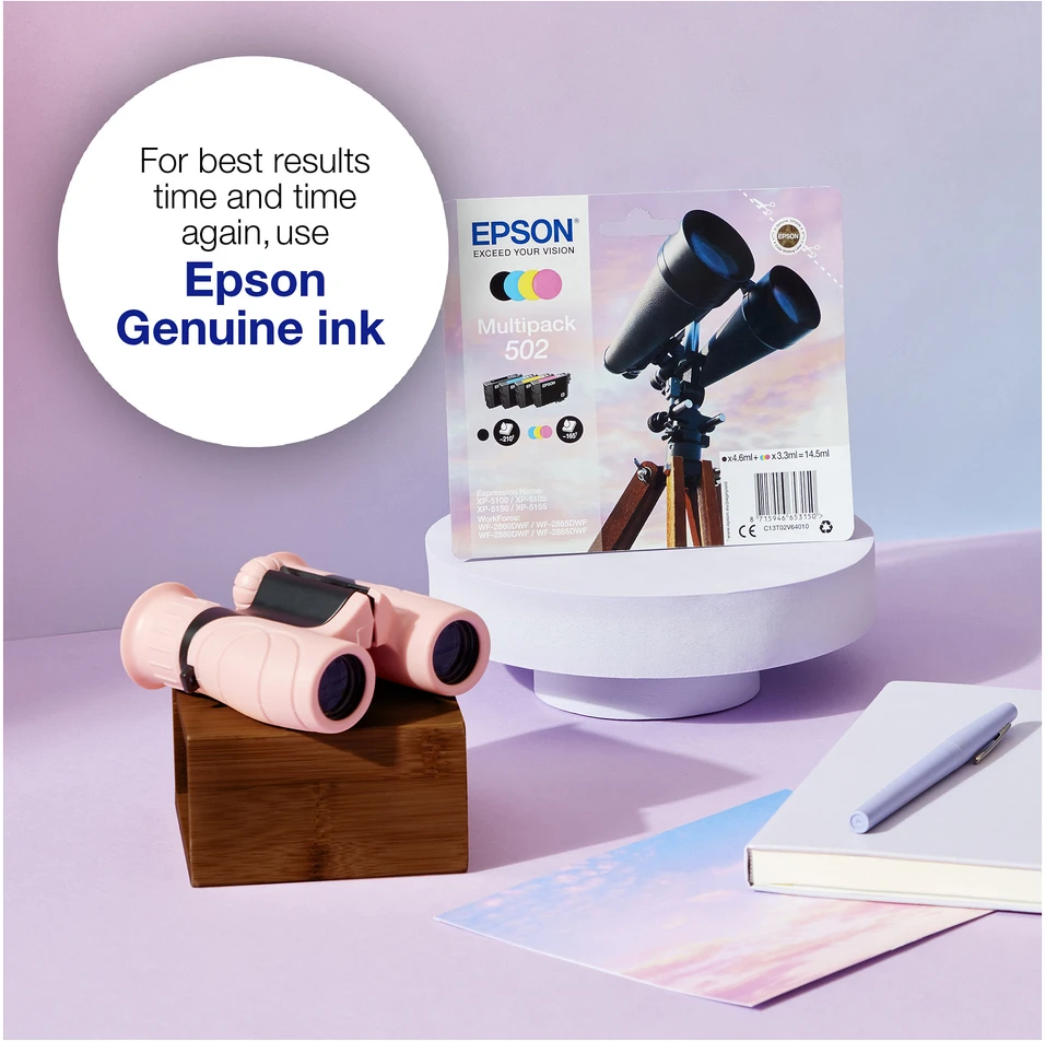 Tusz Epson Epson 502XL Multipack - 4er-Pack - Geltona, Cyan, Magenta, pigmentiertes Juodas - original - versandfertig - Tintenpatrone - fur Expression Home XP-5100, 5105, 5150, 5155, WorkForce WF-2860, 2865, 2880, 2885
