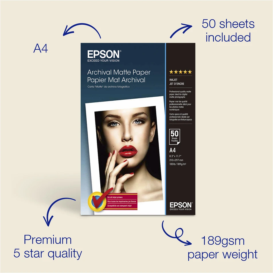 Epson Archival, DIN A4, 192 g/m² fotopopierius