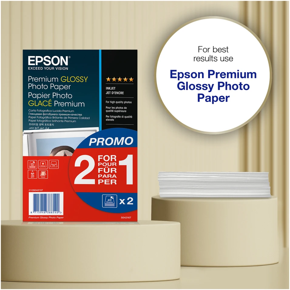 „Epson Premium“ blizgus fotopopierius | Aukščiausios kokybės blizgus fotopopierius | 255 g/m² | 100 x 150 mm | 10 x 15