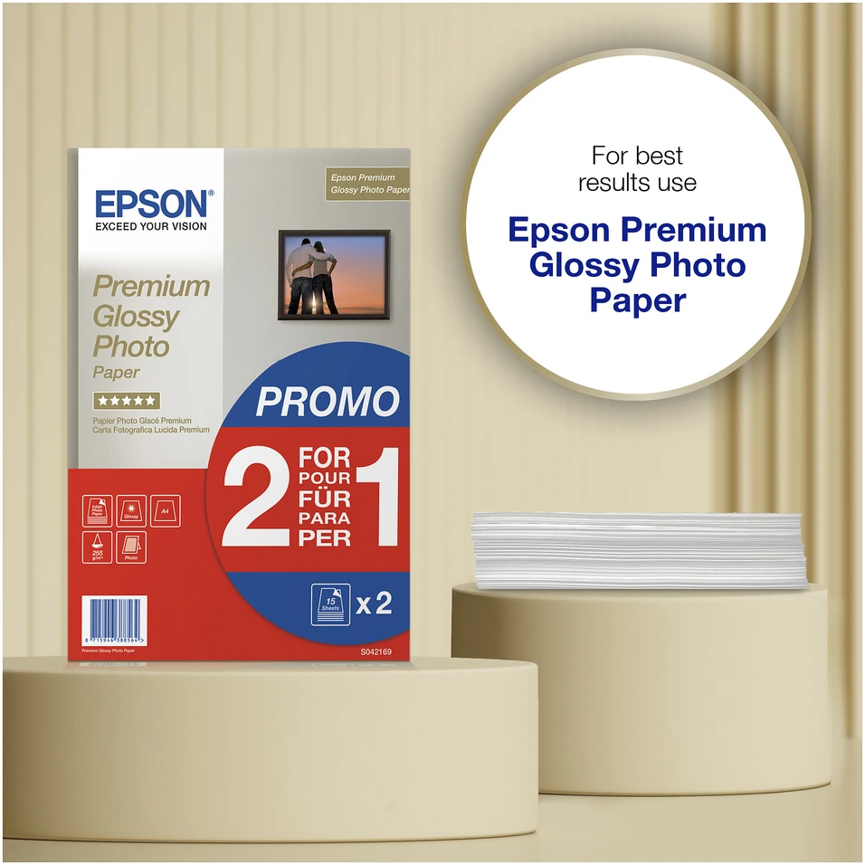 „Epson Premium Glossy Photo Paper“, 30 lapų | Nuotraukos | Baltas | 255 g/m² | A4