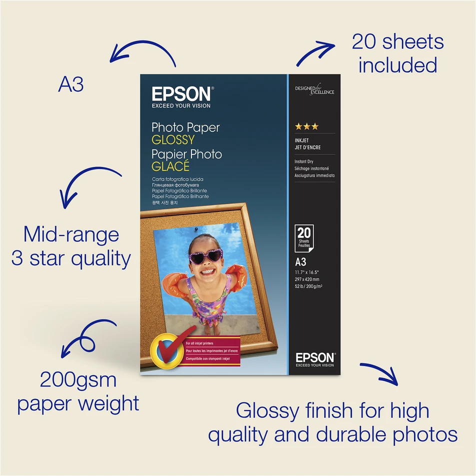 „Epson Glossy A3“ fotopopierius