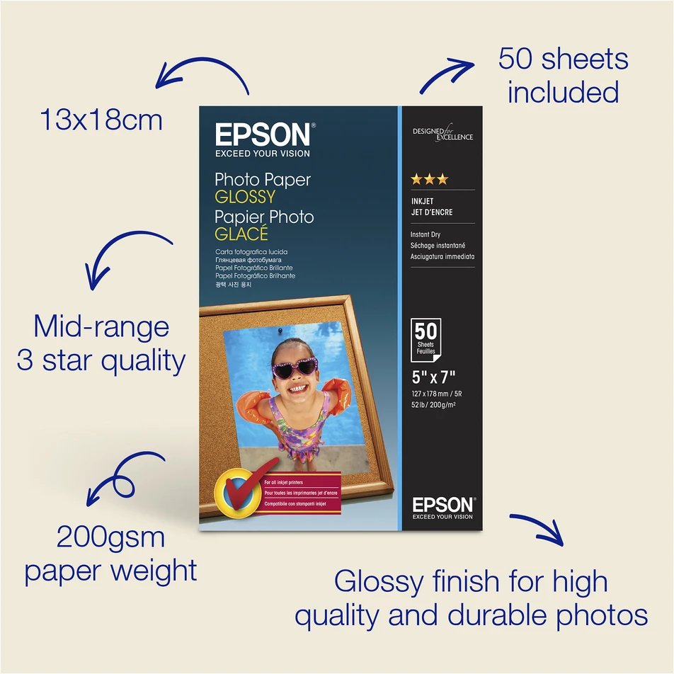 „Epson“ blizgus fotopopierius | Fotopopierius | 200 g/m² | 13 x 18 cm