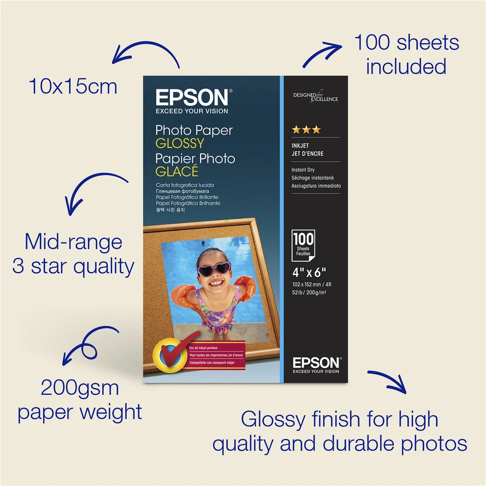 EPSON fotopopierius Blizgus 10x15cm 100 sh