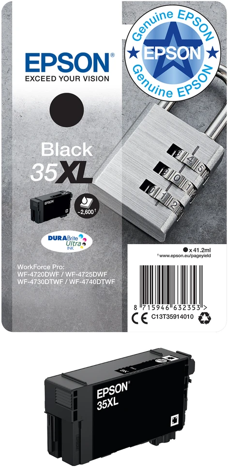 Epson No.35XL (C13T35914010), juoda kasetė