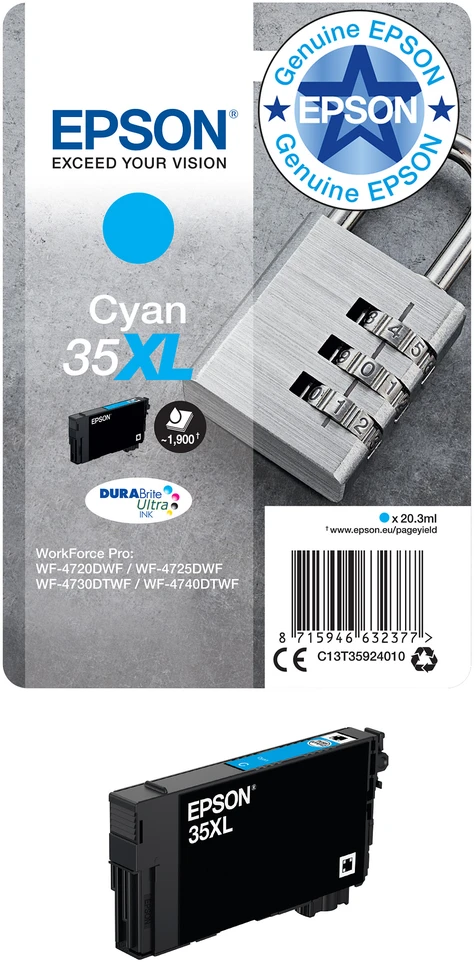 Epson rašalo kasetė žalsvai mėlyna DURABrite Ultra Ink 35 XL T 3592